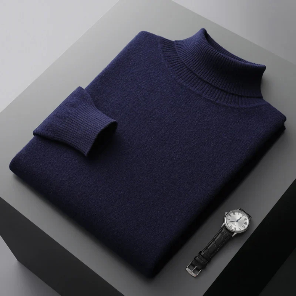 Sweater with high turtleneck and long sleeves