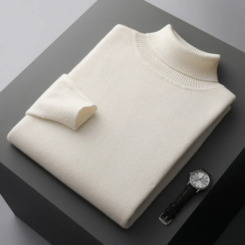 Sweater with high turtleneck and long sleeves