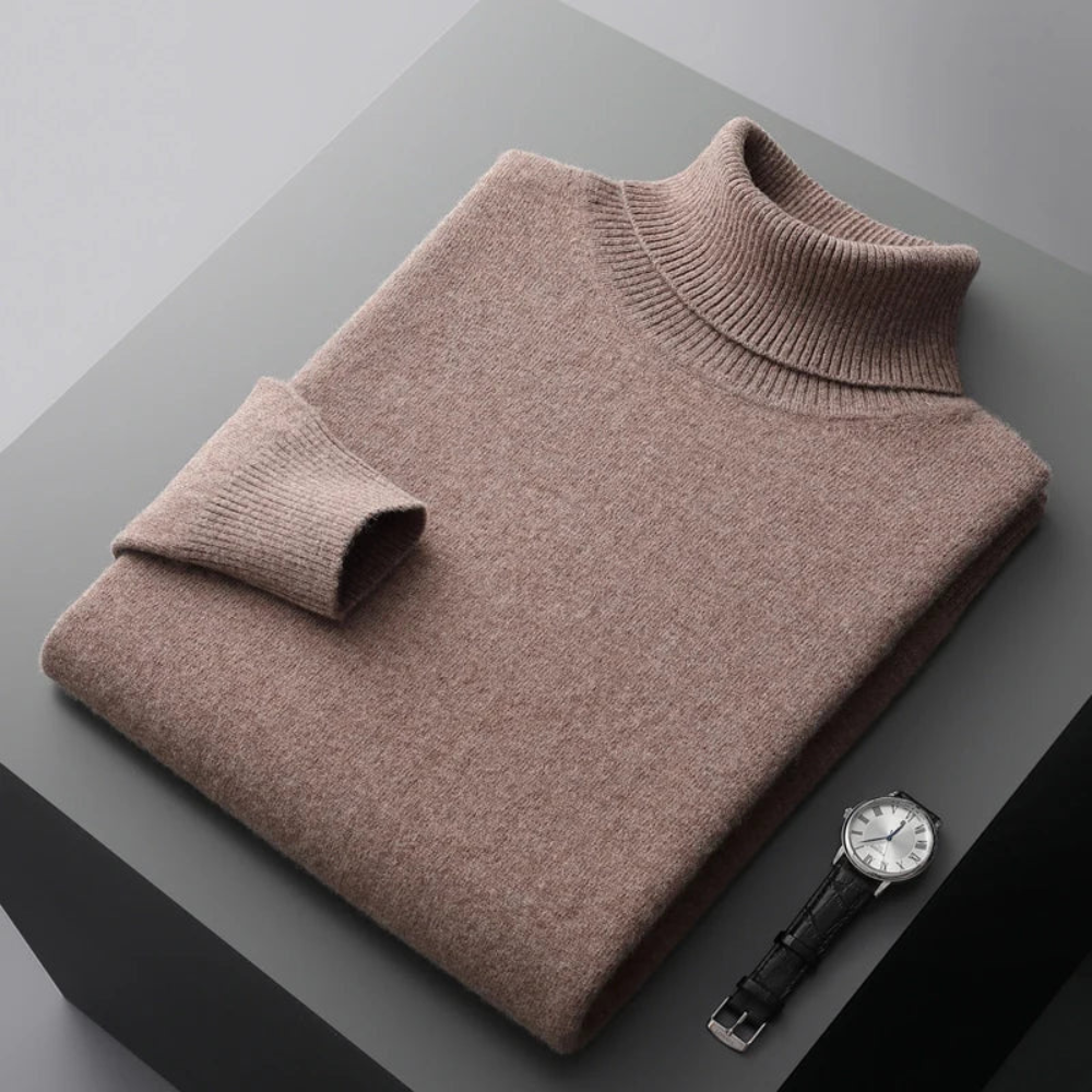 Sweater with high turtleneck and long sleeves
