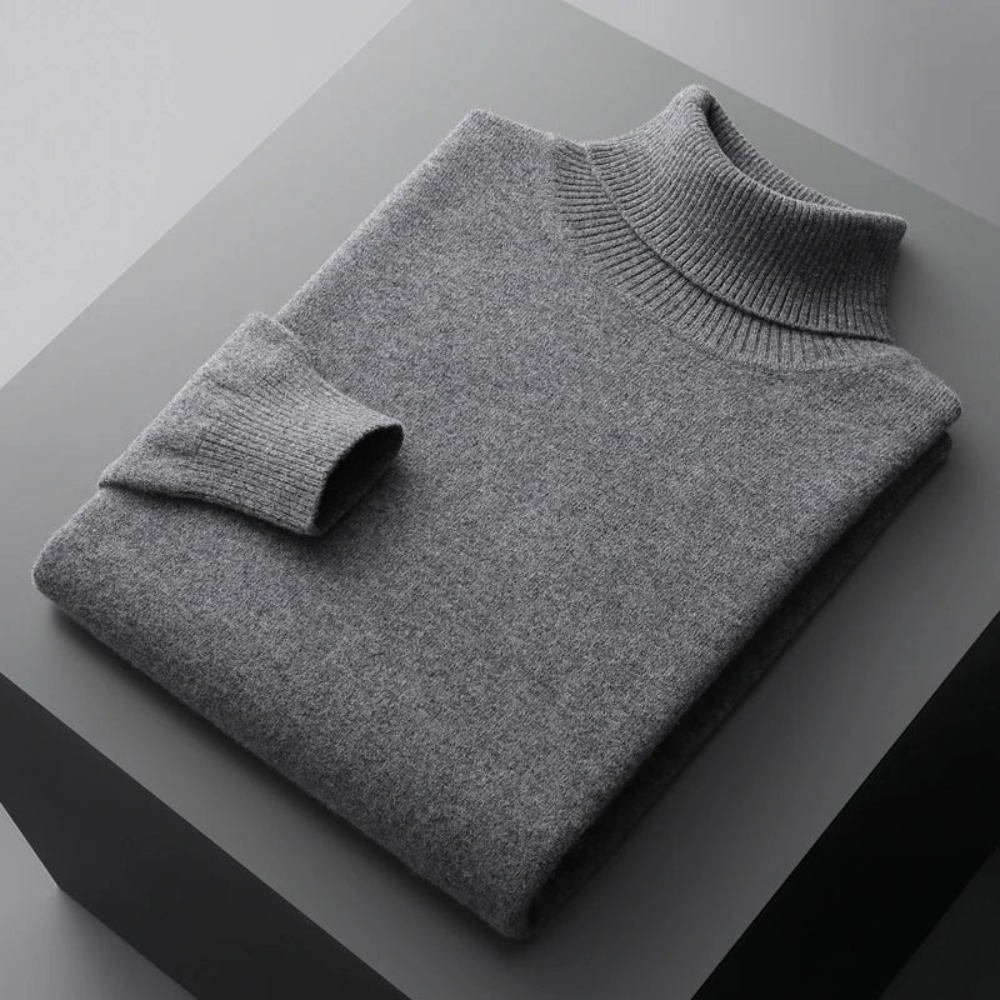 Sweater with high turtleneck and long sleeves