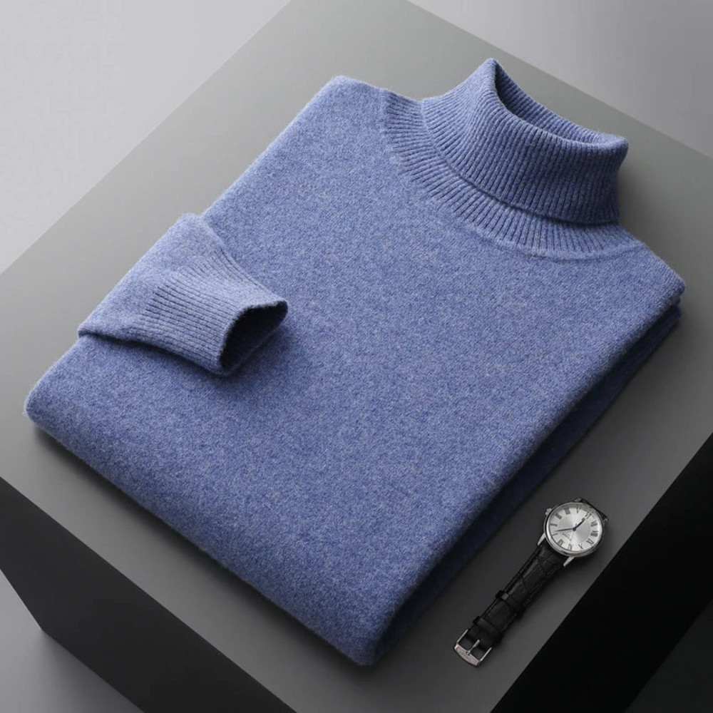 Sweater with high turtleneck and long sleeves