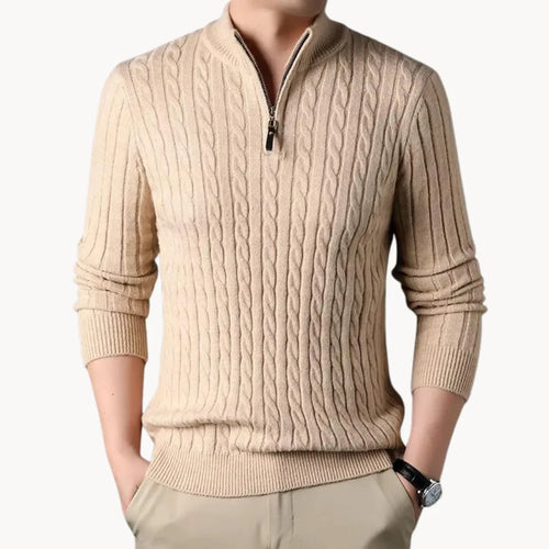 Hugo | Jumper with Cable Pattern and Quarter Zip