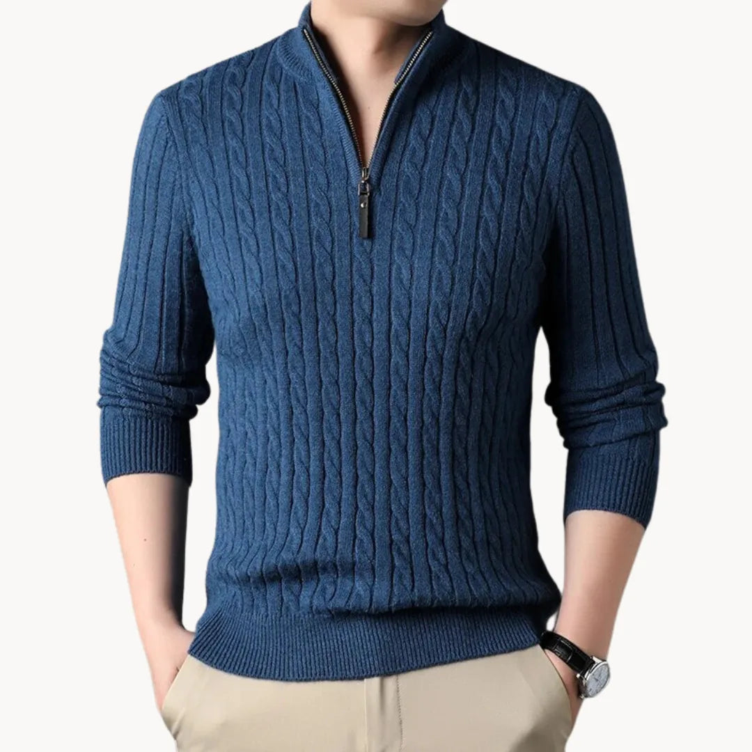 Hugo | Jumper with Cable Pattern and Quarter Zip