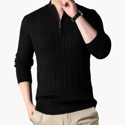 Hugo | Jumper with Cable Pattern and Quarter Zip