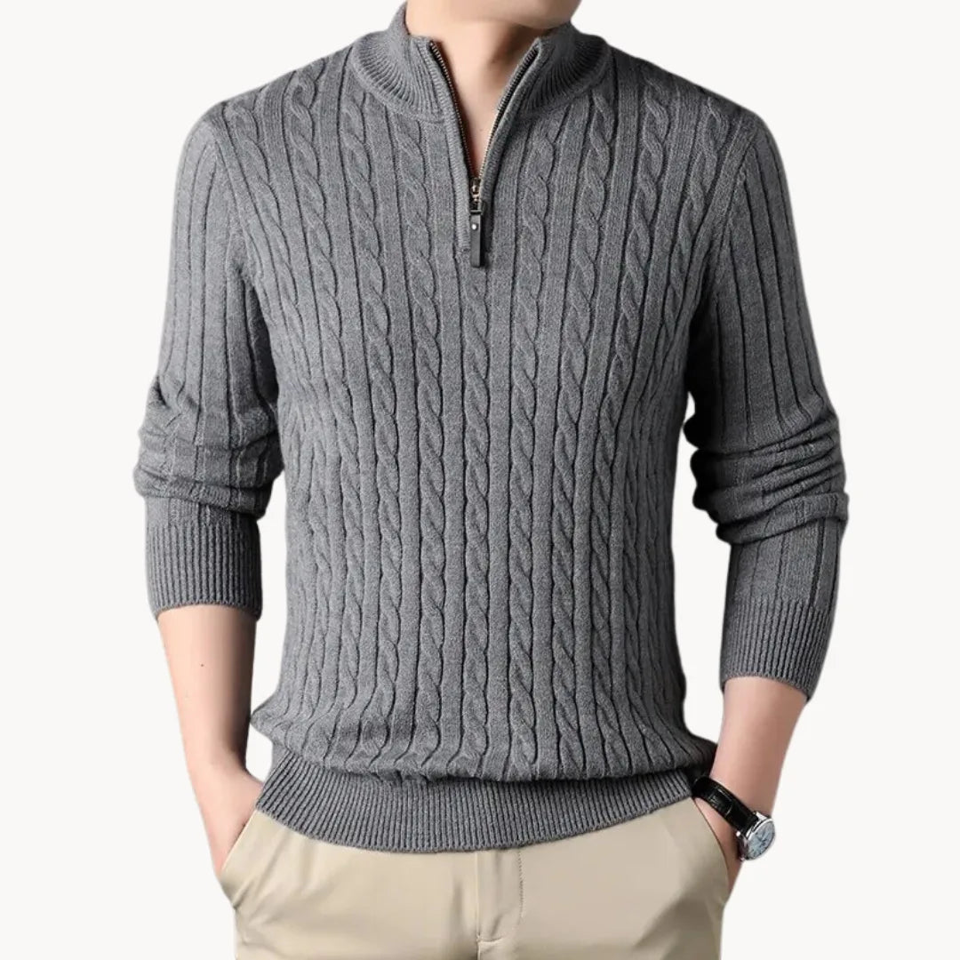 Hugo | Jumper with Cable Pattern and Quarter Zip
