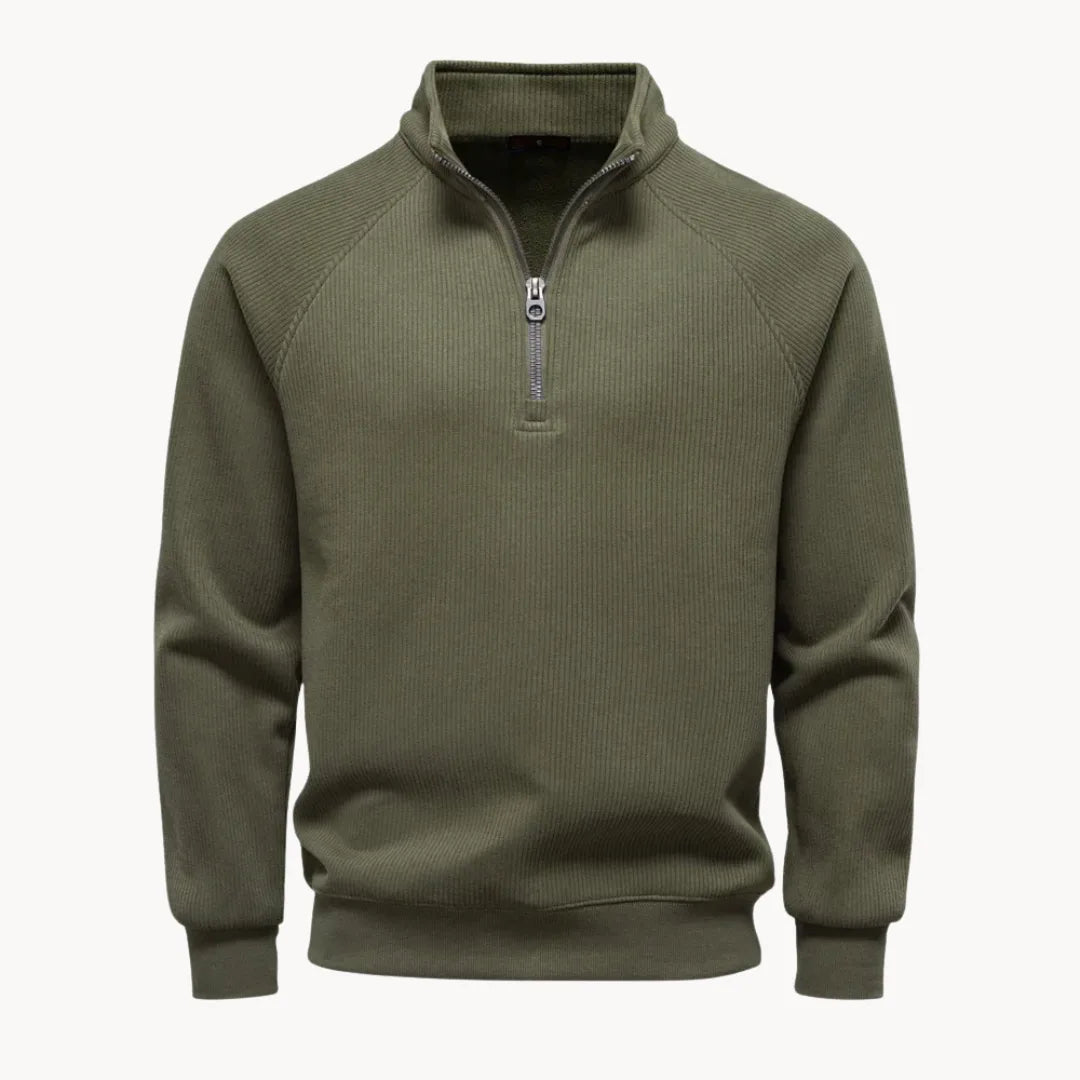 Hugo | Jumper with Quarter Zip and Stand-Up Collar