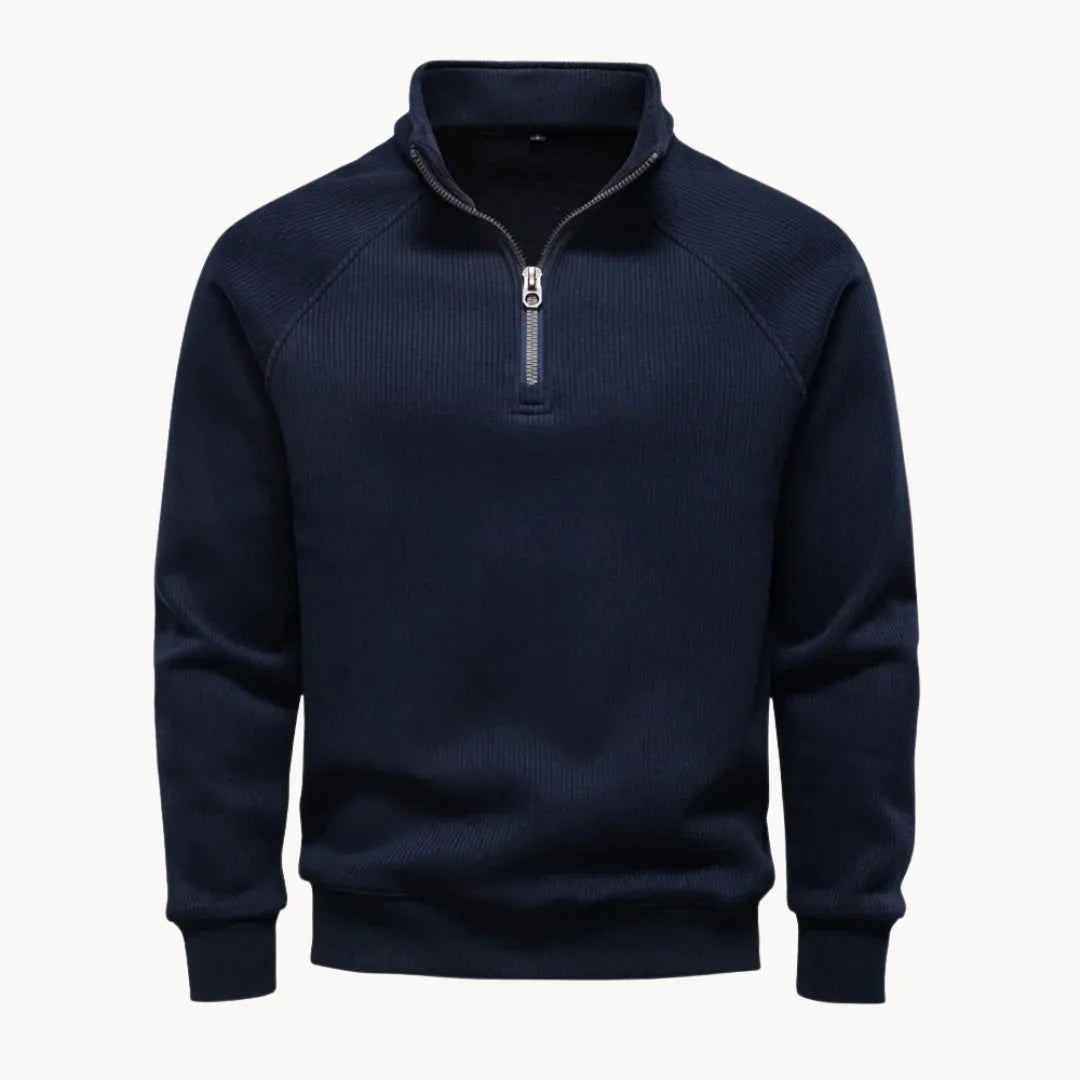 Hugo | Jumper with Quarter Zip and Stand-Up Collar