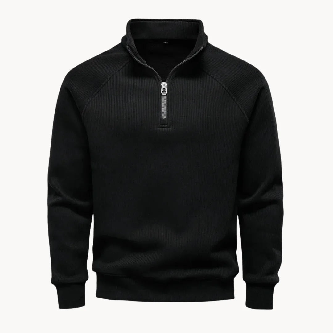 Hugo | Jumper with Quarter Zip and Stand-Up Collar