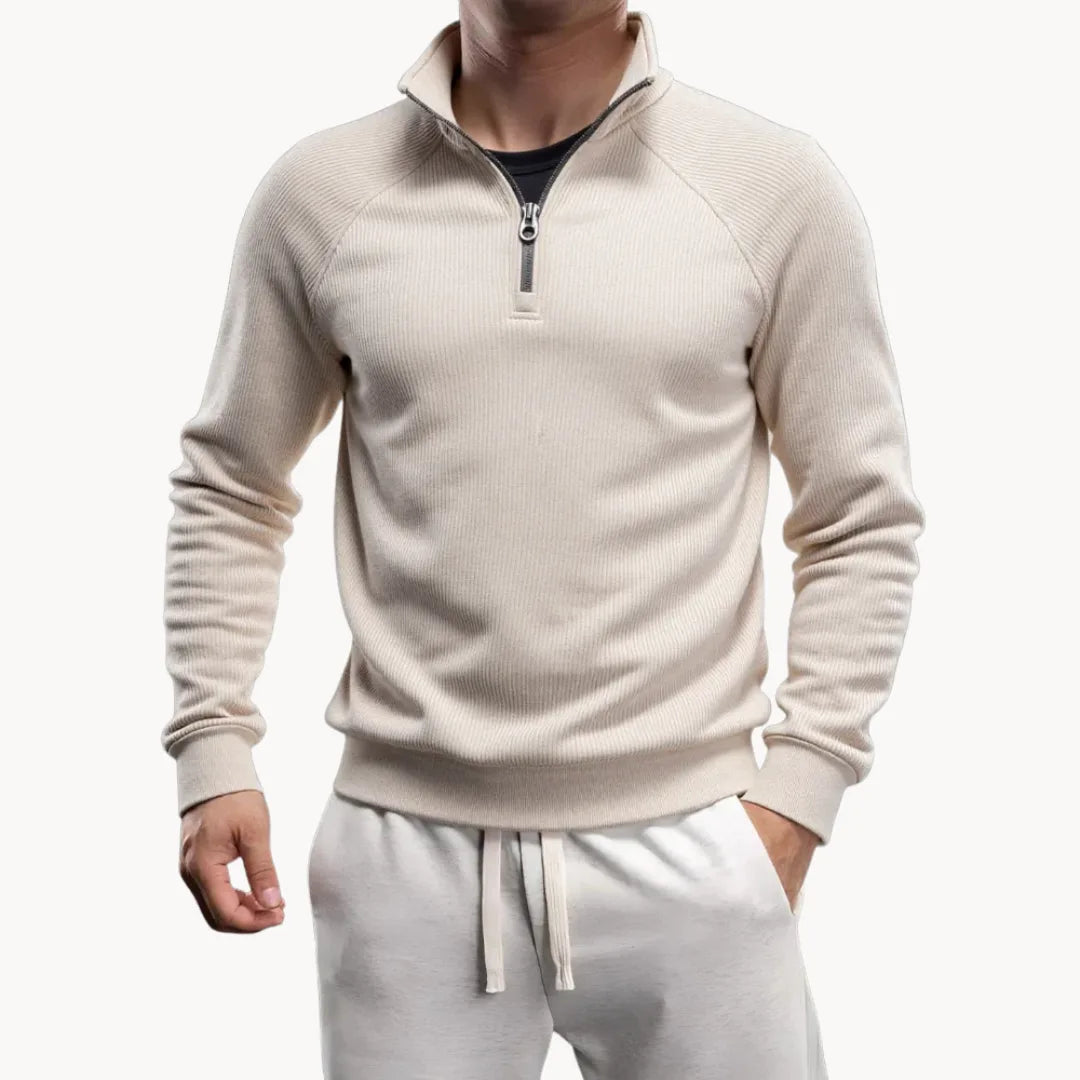 Hugo | Jumper with Quarter Zip and Stand-Up Collar