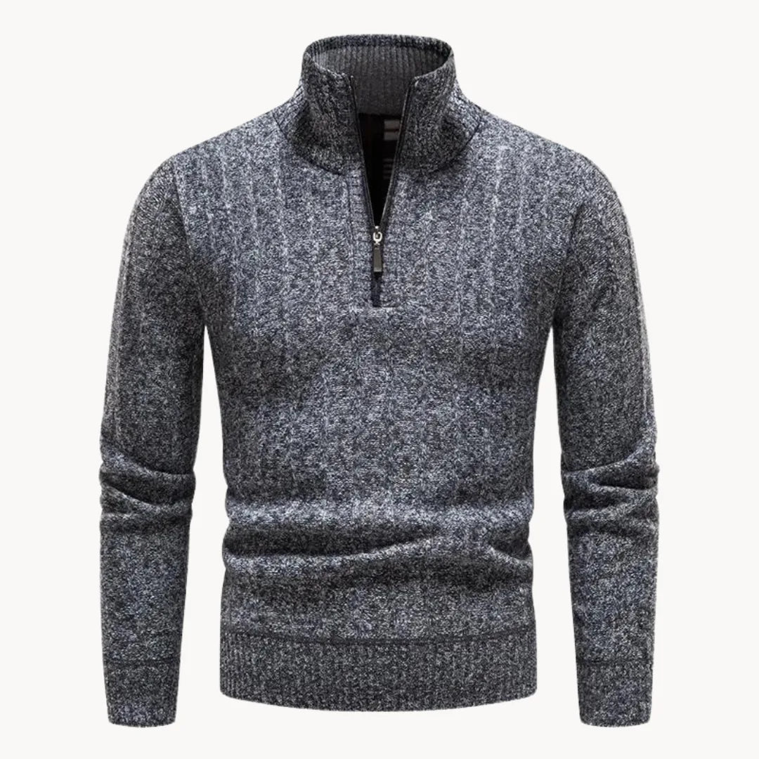 Hugo | Jumper with Quarter Zip and Stand-Up Collar