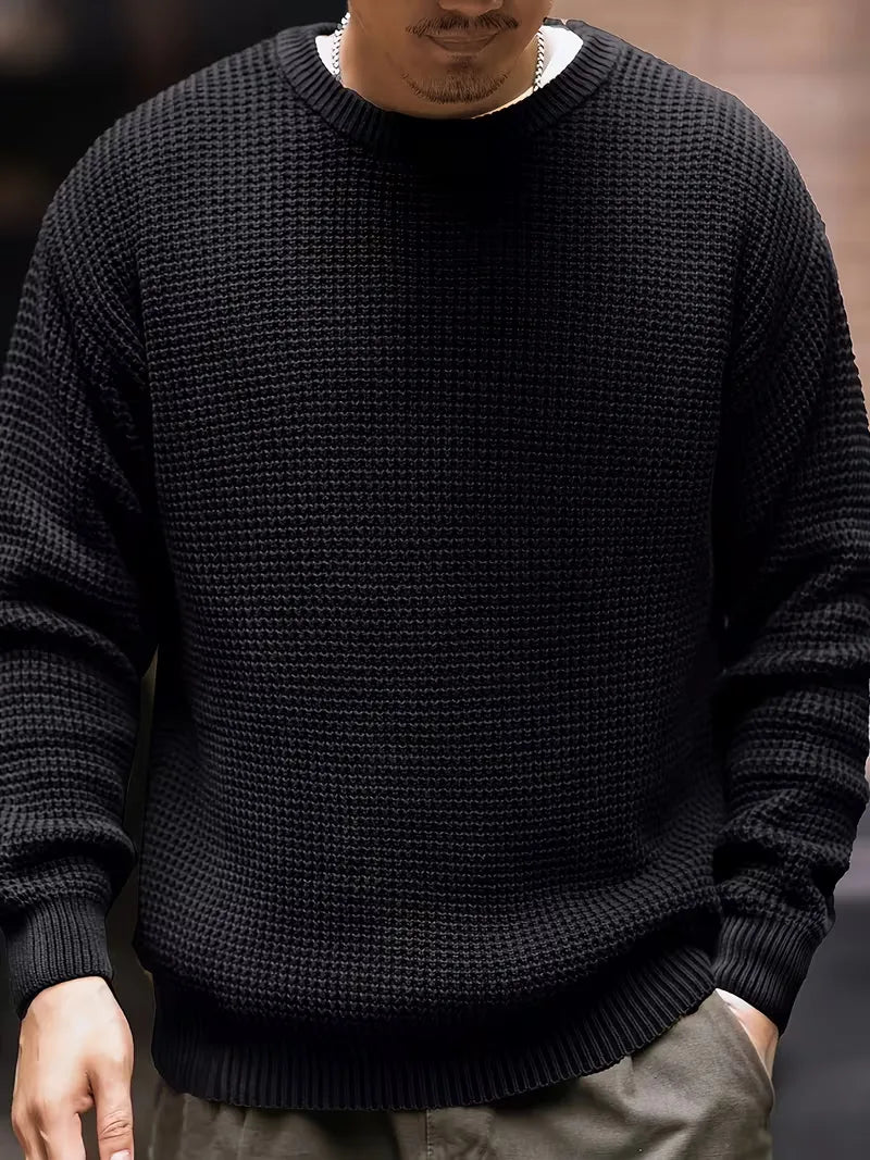 Sweater with Round Neck and Long Sleeves