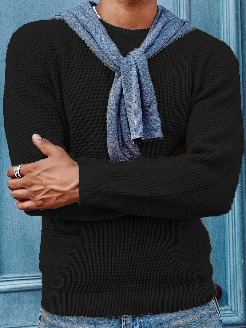 Sweater with Round Neck and Long Sleeves