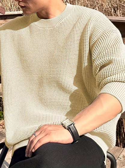 Sweater with Round Neck and Long Sleeves