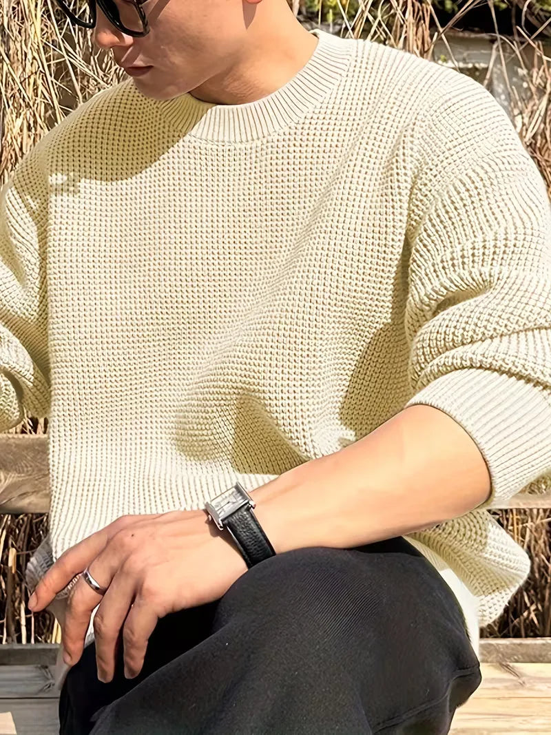Sweater with Round Neck and Long Sleeves