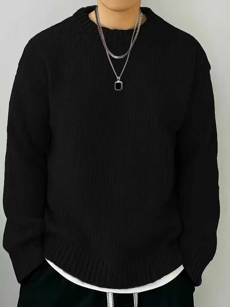 Round Neck Ribbed Sweater