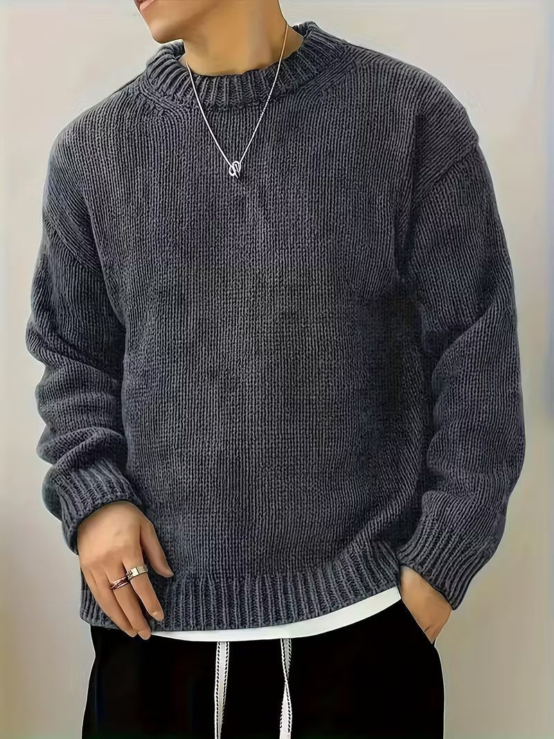 Round Neck Ribbed Sweater