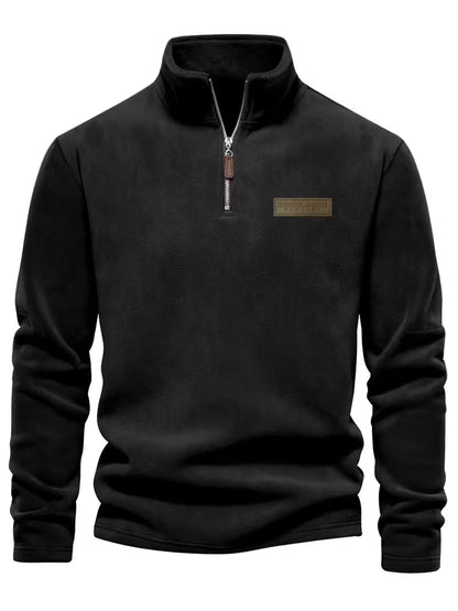 Sweater with Stand-Up Collar and Half-Zip