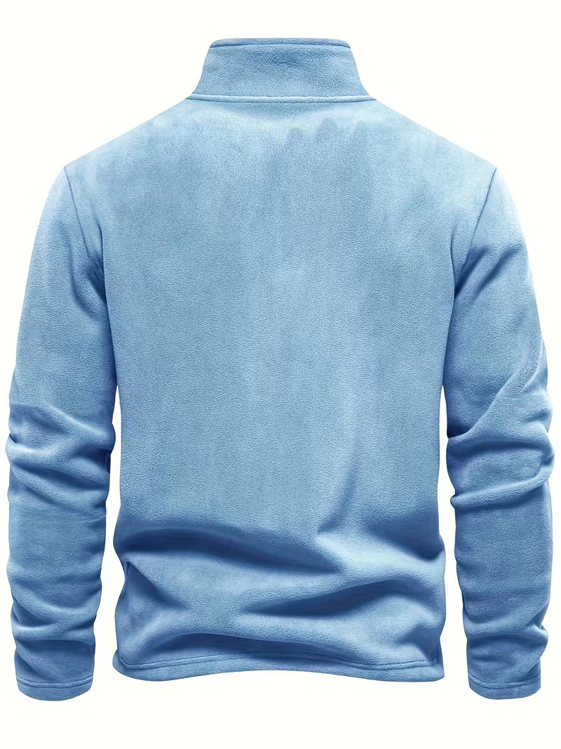 Sweater with Stand-Up Collar and Half-Zip