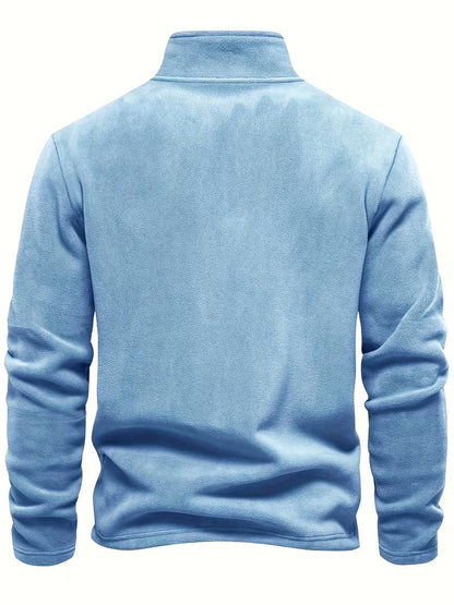 Sweater with Stand-Up Collar and Half-Zip