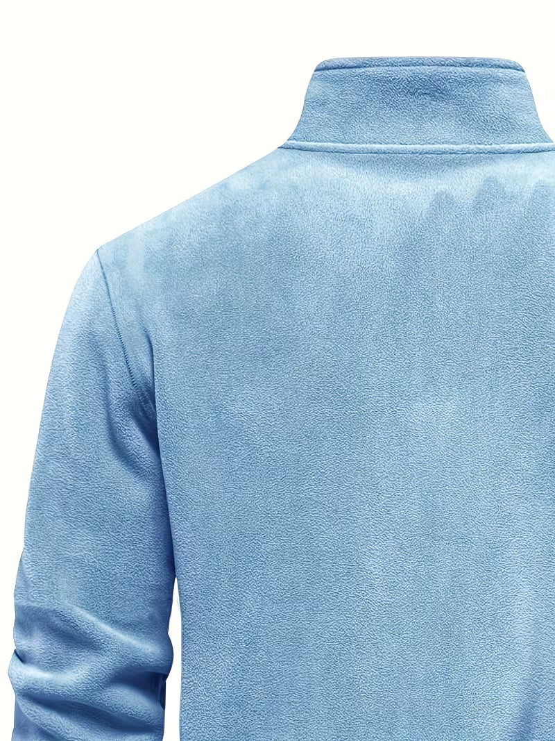 Sweater with Stand-Up Collar and Half-Zip