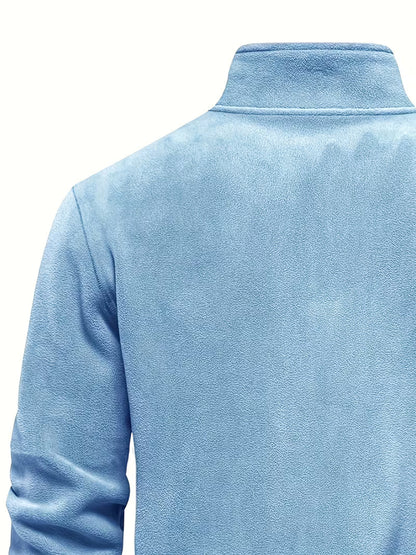 Sweater with Stand-Up Collar and Half-Zip