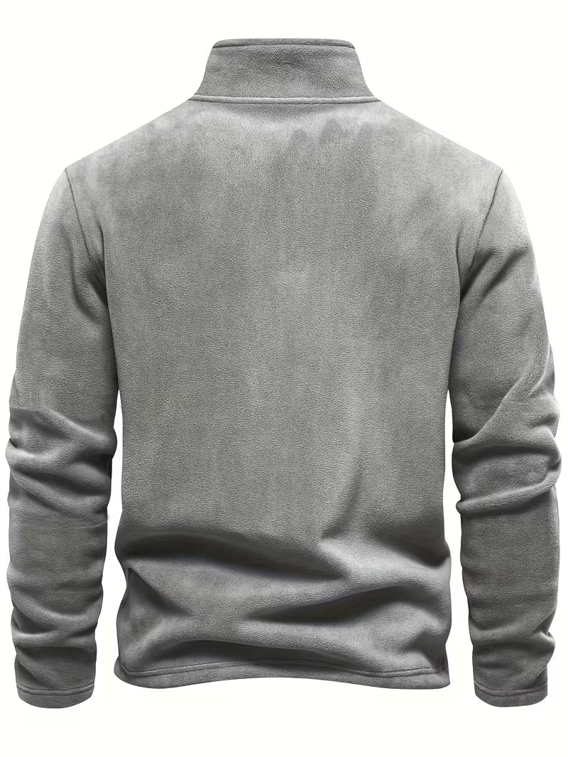 Sweater with Stand-Up Collar and Half-Zip