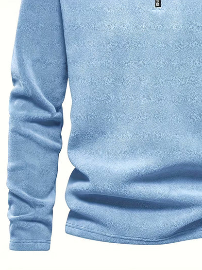 Sweater with Stand-Up Collar and Half-Zip