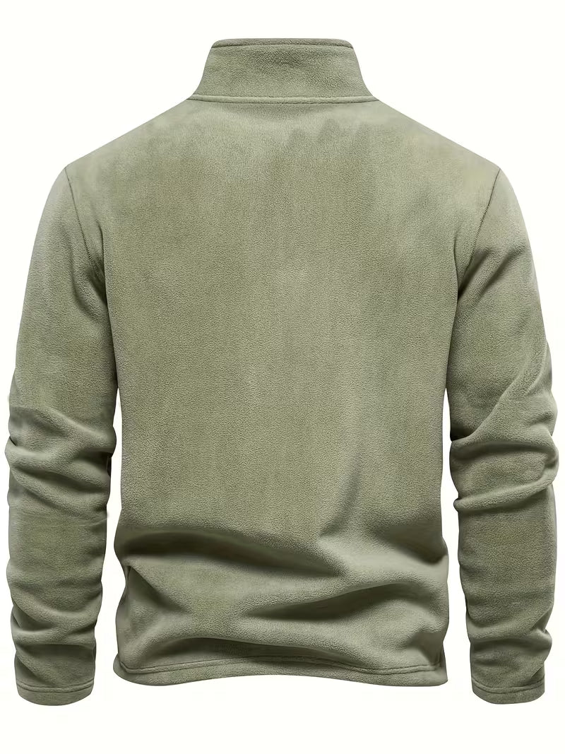 Sweater with Stand-Up Collar and Half-Zip