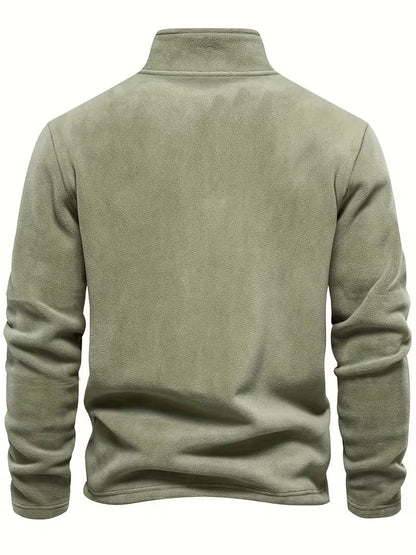 Sweater with Stand-Up Collar and Half-Zip