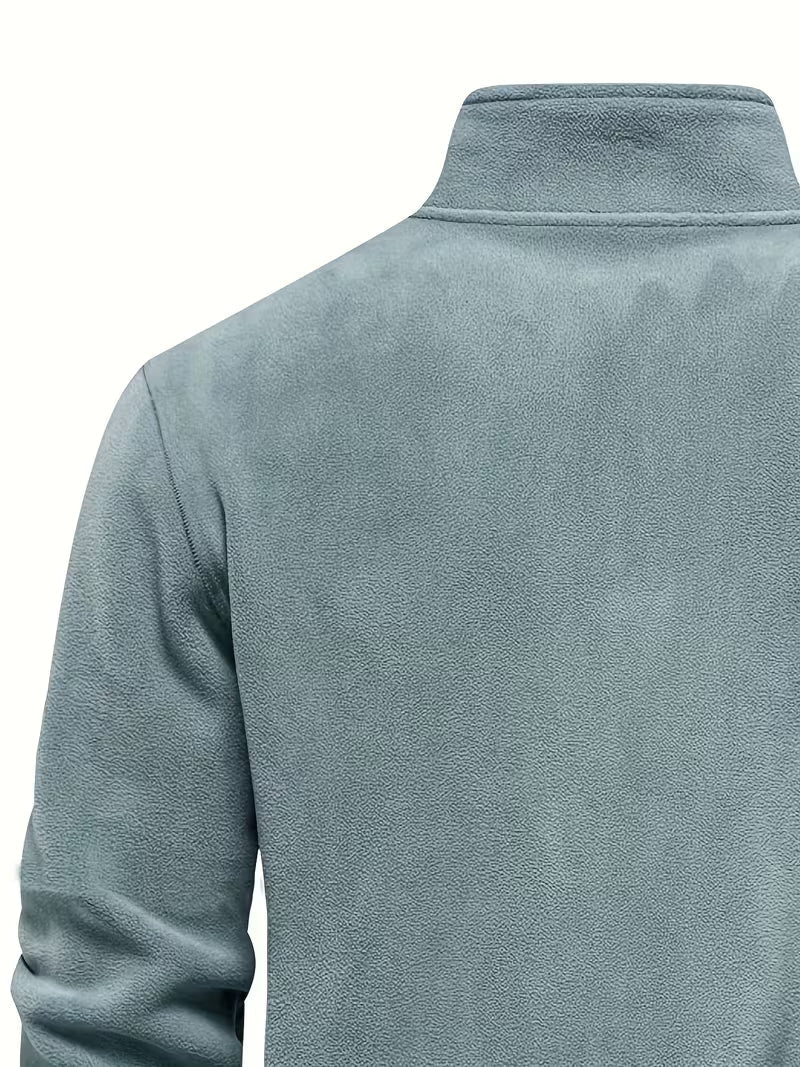 Sweater with Stand-Up Collar and Half-Zip