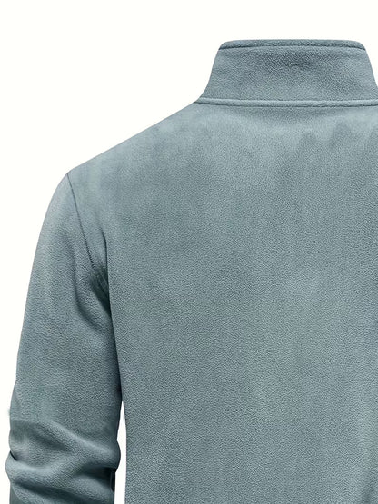 Sweater with Stand-Up Collar and Half-Zip