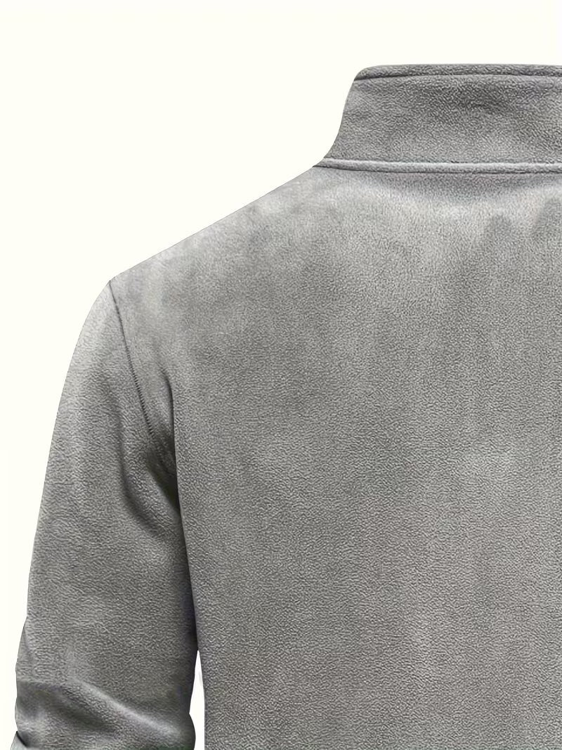 Sweater with Stand-Up Collar and Half-Zip