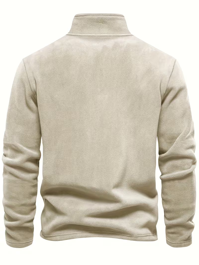 Sweater with Stand-Up Collar and Half-Zip