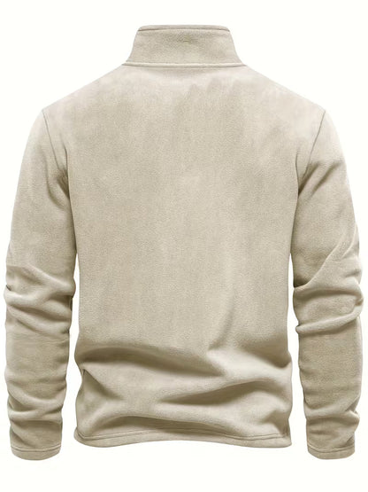 Sweater with Stand-Up Collar and Half-Zip
