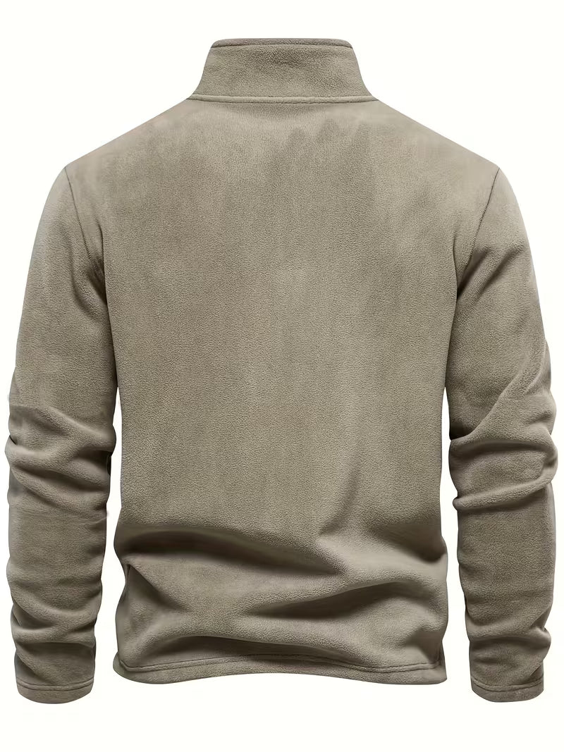 Sweater with Stand-Up Collar and Half-Zip