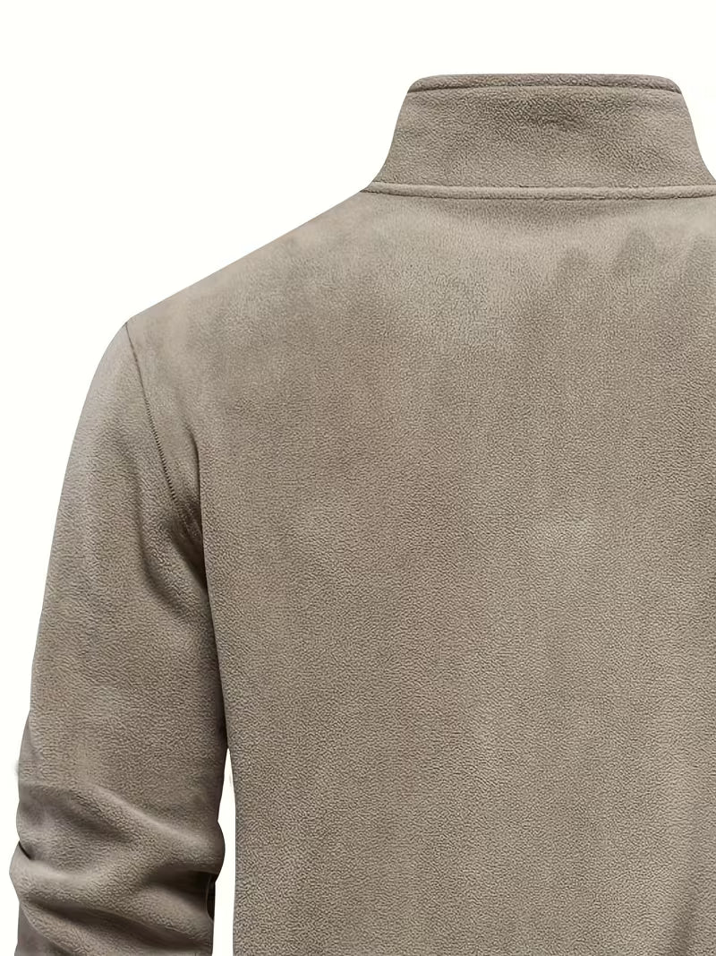 Sweater with Stand-Up Collar and Half-Zip