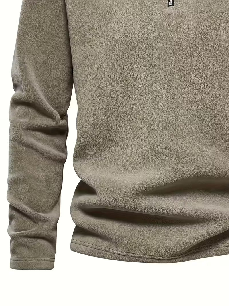 Sweater with Stand-Up Collar and Half-Zip
