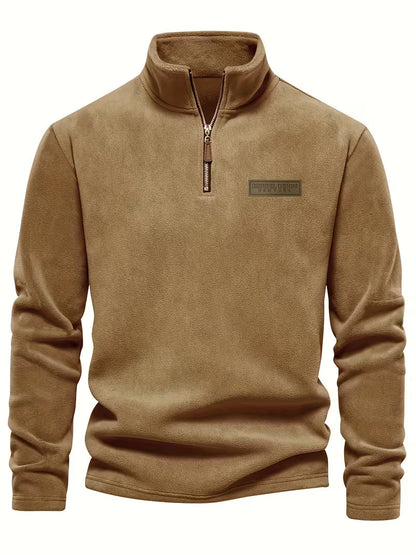 Sweater with Stand-Up Collar and Half-Zip