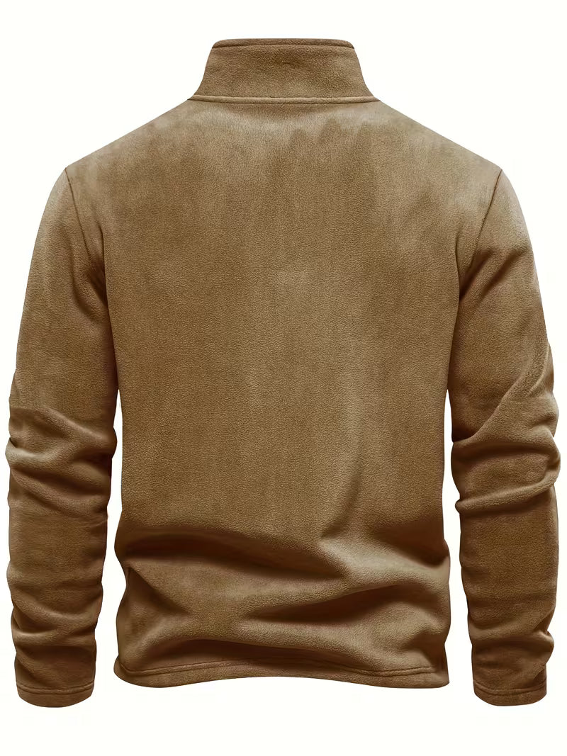 Sweater with Stand-Up Collar and Half-Zip
