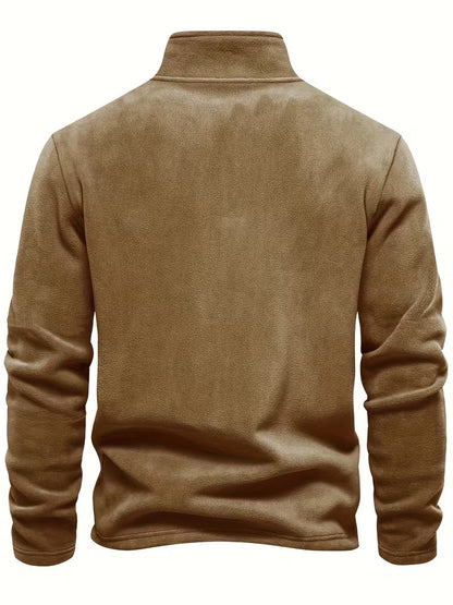 Sweater with Stand-Up Collar and Half-Zip