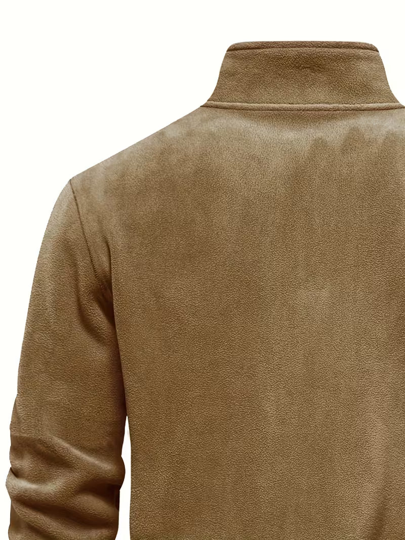 Sweater with Stand-Up Collar and Half-Zip