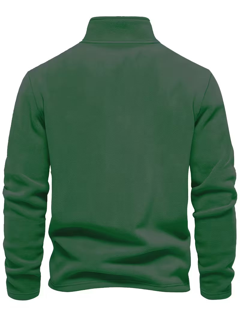 Sweater with Stand-Up Collar and Half-Zip