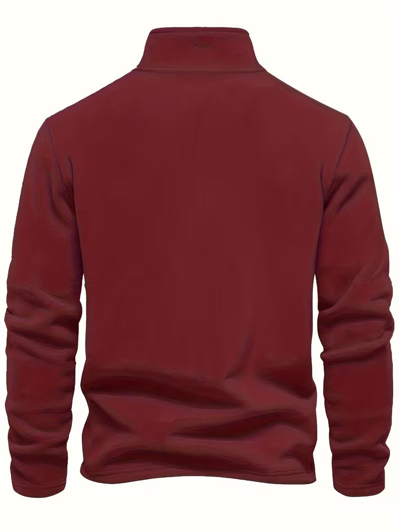 Sweater with Stand-Up Collar and Half-Zip