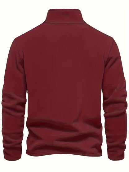 Sweater with Stand-Up Collar and Half-Zip