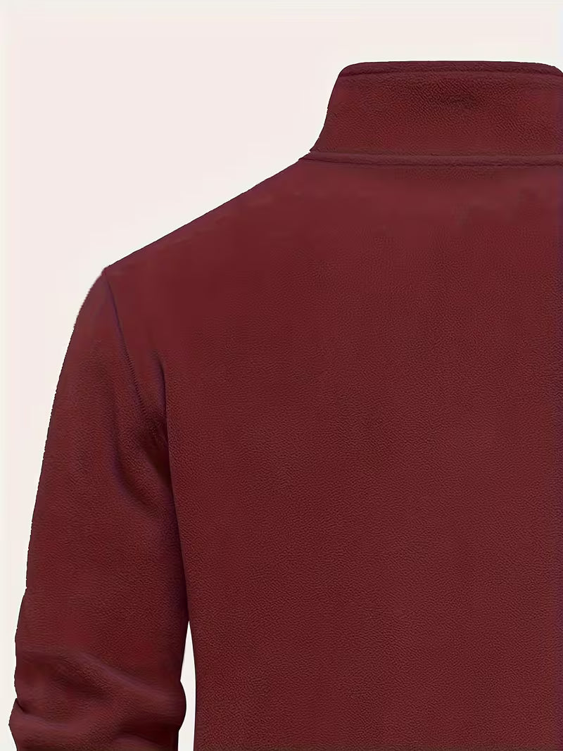 Sweater with Stand-Up Collar and Half-Zip