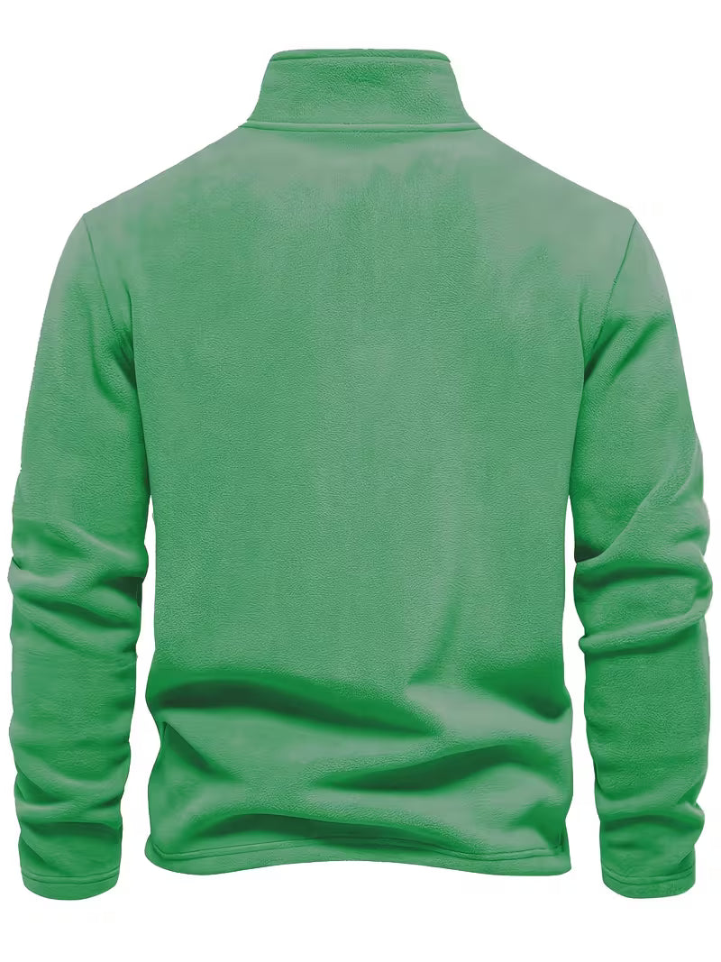 Sweater with Stand-Up Collar and Half-Zip