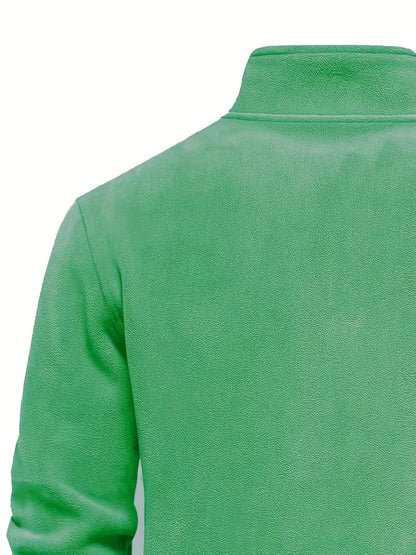 Sweater with Stand-Up Collar and Half-Zip
