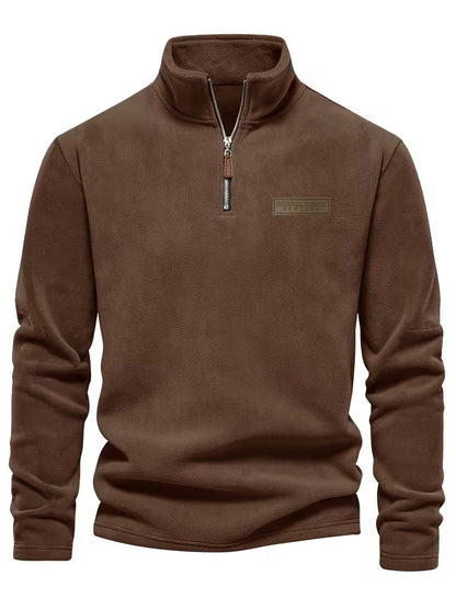 Sweater with Stand-Up Collar and Half-Zip