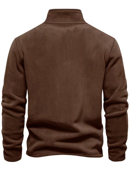 Sweater with Stand-Up Collar and Half-Zip