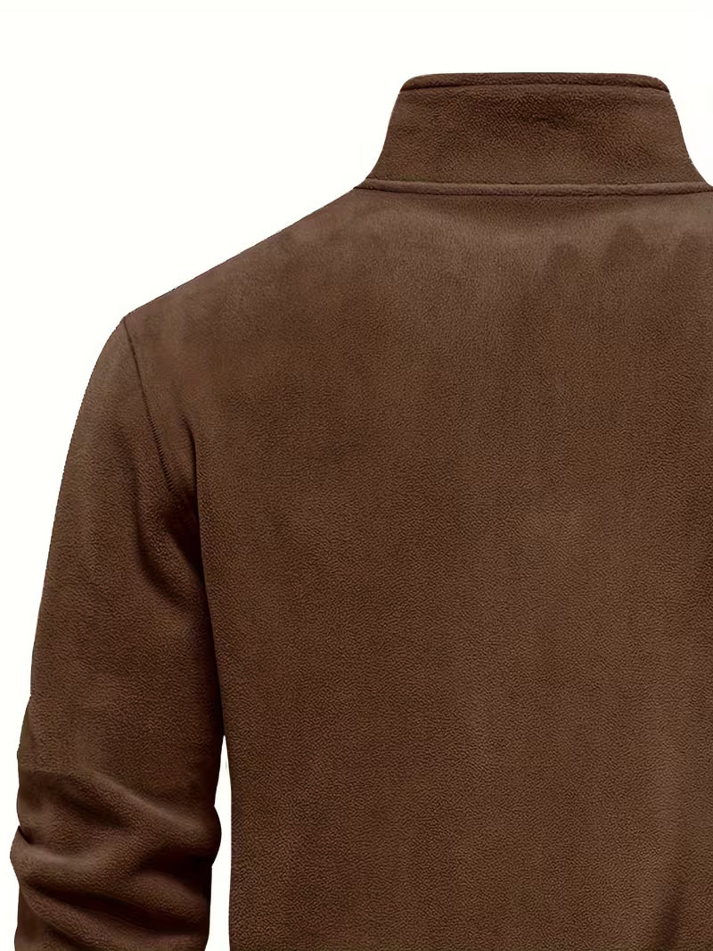 Sweater with Stand-Up Collar and Half-Zip